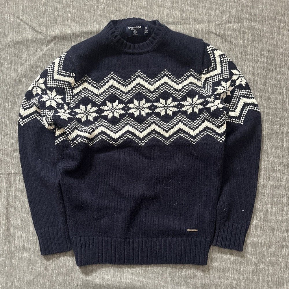 Navy blue and white knitted jumper - S‎